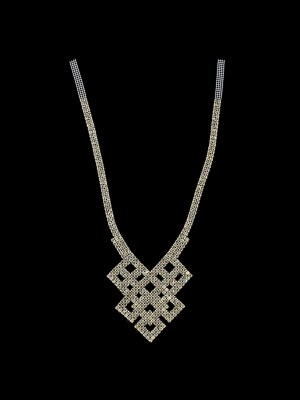 Vintage Fancy Czech Crystal Rhinestones Geometric Neckline Applique – 12.75″ x 8″ Vintage Fancy Czech Crystal Rhinestones Geometric Neckline Applique – 12.75″ x 8″