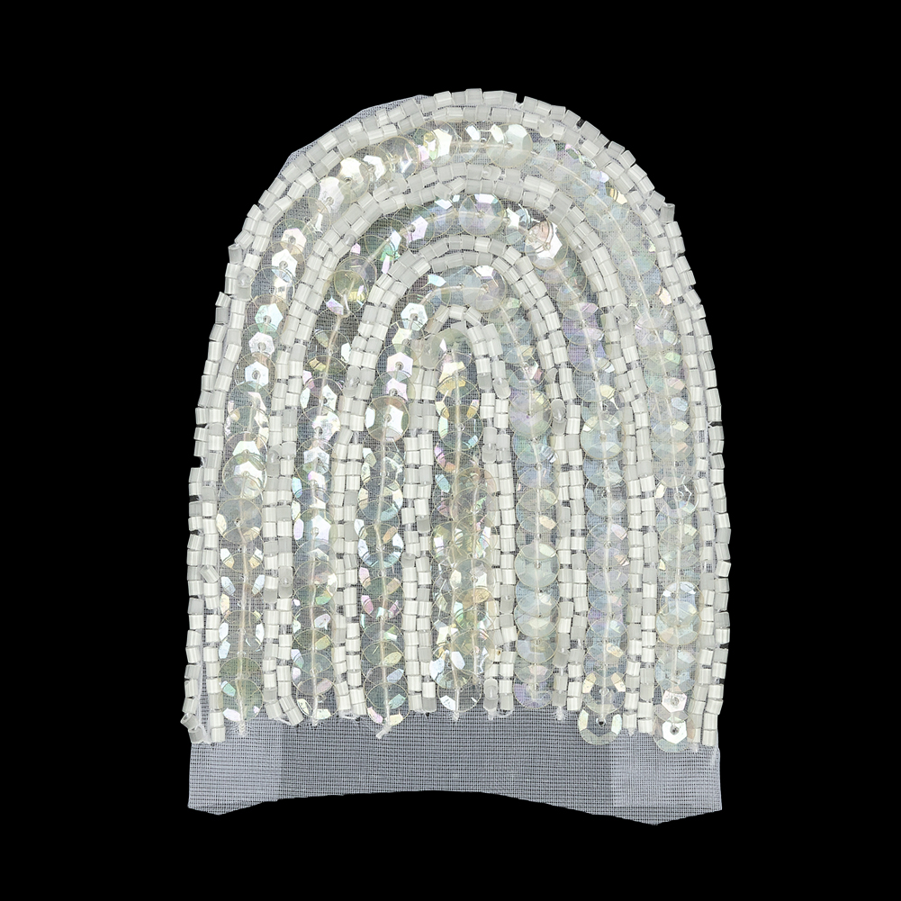 Vintage White Arches Beaded and Sequins Applique – 3.5″ x 3″ Vintage White Arches Beaded and Sequins Applique – 3.5″ x 3″