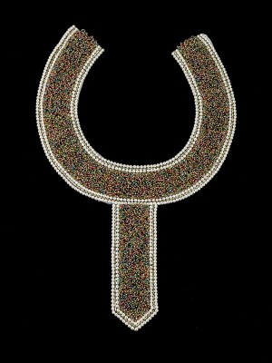 Vintage Fancy Pearl-Bordered Pastel Confetti Beaded Neckline Applique – 14″ x 9.25″ Vintage Fancy Pearl-Bordered Pastel Confetti Beaded Neckline Applique – 14″ x 9.25″