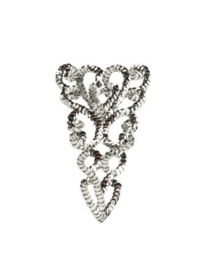 Vintage Silver Sequins Abstract Hearts Applique – 5.125″ x 3″ Vintage Silver Sequins Abstract Hearts Applique – 5.125″ x 3″