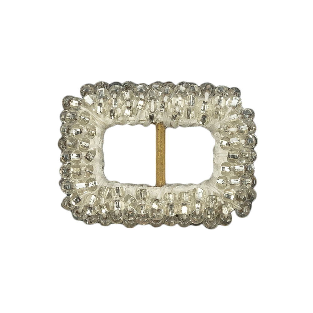 Vintage Silver Lined Beaded Rectangular Slider with Brass Bar- 0.875″ x 1.125″ Vintage Silver Lined Beaded Rectangular Slider with Brass Bar- 0.875″ x 1.125″