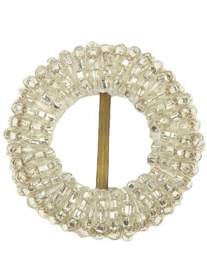 Vintage Silver-Lined Beaded Circular Slider with Brass Bar – 1.125″ Vintage Silver-Lined Beaded Circular Slider with Brass Bar – 1.125″