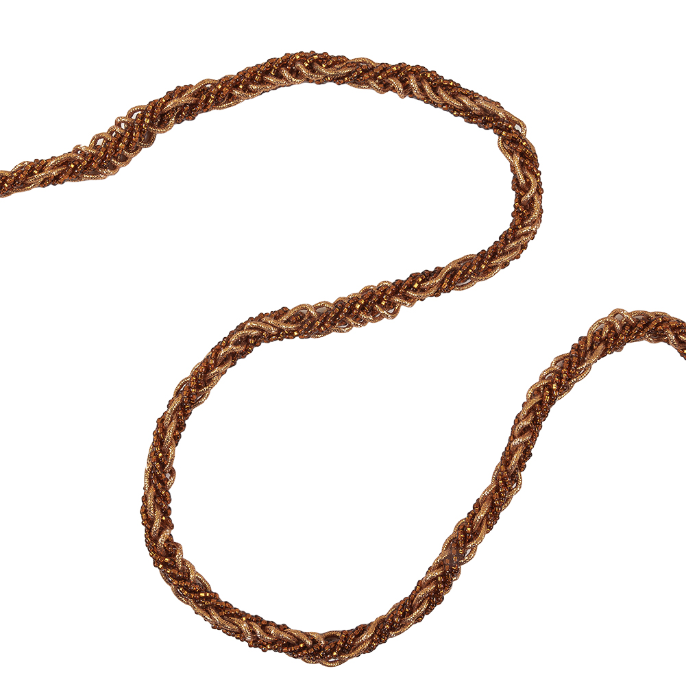 Vintage Bronze and Gold Beaded Braided Belt with Loop Tassels – 0.75″ x 40″ Vintage Bronze and Gold Beaded Braided Belt with Loop Tassels – 0.75″ x 40″