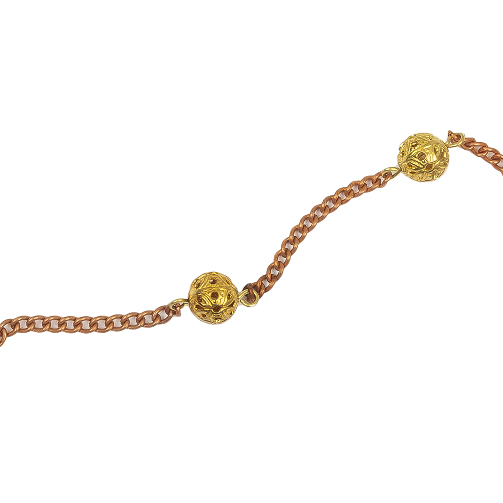 Vintage Bronze and Gold Metal Bead Chain Belt - 117"