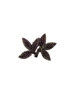 Vintage Purple Iris Bugle and Seed Beaded Foliage Applique – 2.25″ x 3.25″ Vintage Purple Iris Bugle and Seed Beaded Foliage Applique – 2.25″ x 3.25″