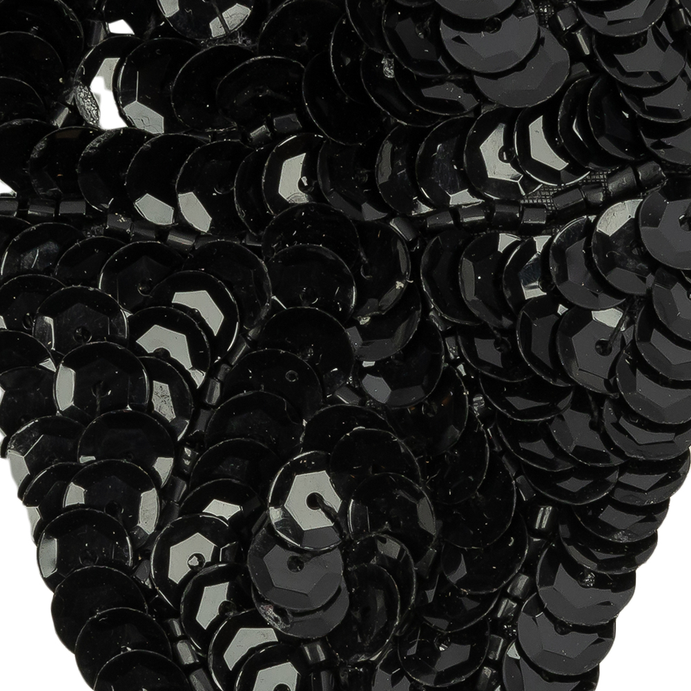 Vintage Silver Sequins and Beaded Pointy Collar Applique - 15" x 8"