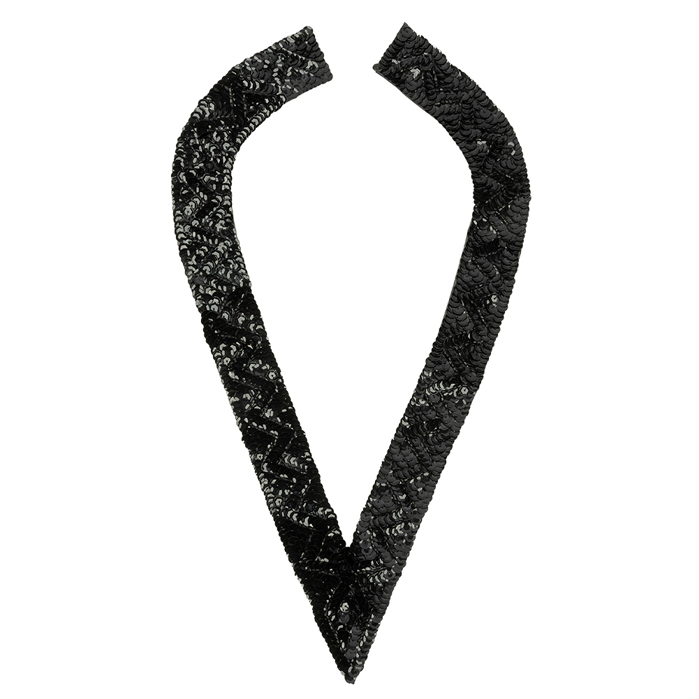 Vintage Silver Sequins and Beaded Pointy Collar Applique – 15″ x 8″ Vintage Silver Sequins and Beaded Pointy Collar Applique – 15″ x 8″