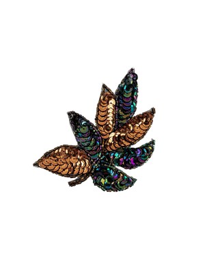 Vintage Bronze and Purple Iris Sequins and Beaded Leaf Applique – 4″ X 3″ Vintage Bronze and Purple Iris Sequins and Beaded Leaf Applique – 4″ X 3″