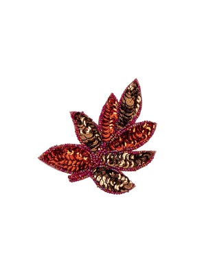 Vintage Red and Bronze Sequins and Red-lined Beaded Leaf Applique – 4″ X 3″ Vintage Red and Bronze Sequins and Red-lined Beaded Leaf Applique – 4″ X 3″