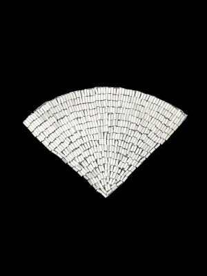 Vintage White Satin Beaded Fan Applique – 3.5″ x 5″ Vintage White Satin Beaded Fan Applique – 3.5″ x 5″