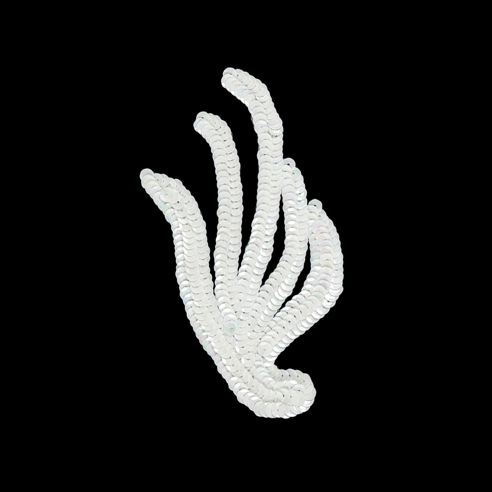Vintage White Sequined Abstract Left Side Applique – 5.25″ x 3.625″ Vintage White Sequined Abstract Left Side Applique – 5.25″ x 3.625″