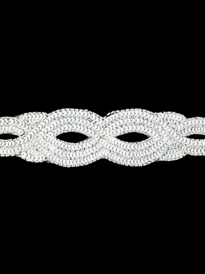Vintage White Sequins and Beaded Figure Eight Applique – 11″ x 2.5″ Vintage White Sequins and Beaded Figure Eight Applique – 11″ x 2.5″
