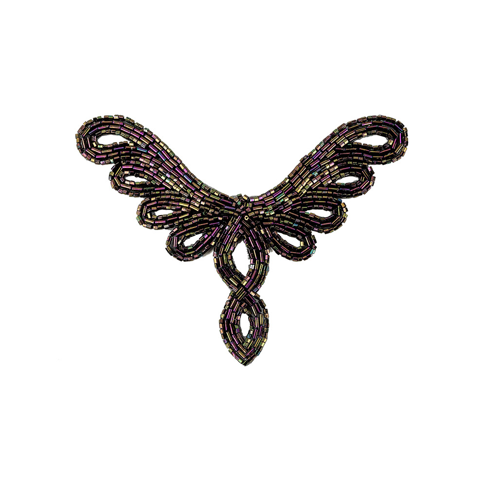 Vintage Purple Iris Bugle and Chop Beaded Abstract Applique – 4.25″ x 5.5″ Vintage Purple Iris Bugle and Chop Beaded Abstract Applique – 4.25″ x 5.5″