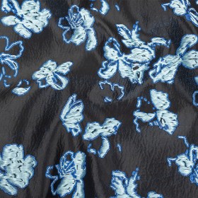Metallic Magnetic Blue, Baby Blue and Black Floral Luxury Brocade Metallic Magnetic Blue, Baby Blue and Black Floral Luxury Brocade