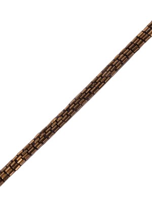 Vintage Bronze 4 Row Bugle Beads on Brown Trimming – 0.375″ Vintage Bronze 4 Row Bugle Beads on Brown Trimming – 0.375″