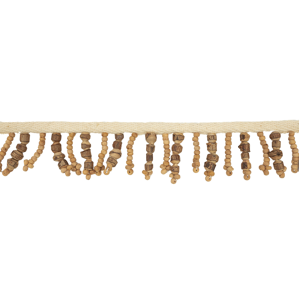 Vintage Brown and Natural Textured Wood Beaded Fringe Trim – 1.625″ Vintage Brown and Natural Textured Wood Beaded Fringe Trim – 1.625″