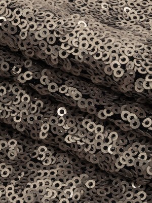 Dull-Polished Silver All-Over Baby Sequins on Black Mesh Dull-Polished Silver All-Over Baby Sequins on Black Mesh