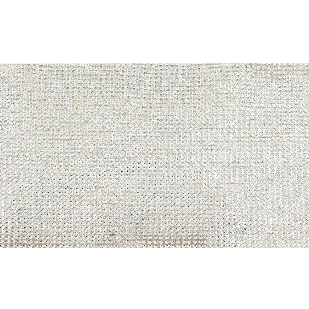 Vintage Metallic Silver and Iridescent Rhinestones Fabric Backed Trim – 6″ Vintage Metallic Silver and Iridescent Rhinestones Fabric Backed Trim – 6″