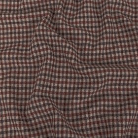Italian Rose and Brown Tattersall Check Super 100 Wool and Cashmere Suiting Italian Rose and Brown Tattersall Check Super 100 Wool and Cashmere Suiting