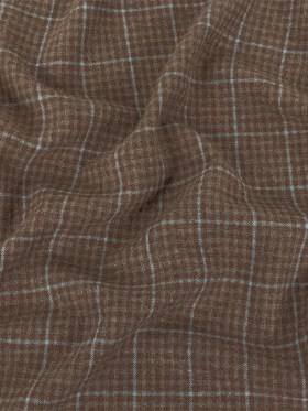 Italian Beige and Blue Plaid Super 100 Wool and Cashmere Suiting Italian Beige and Blue Plaid Super 100 Wool and Cashmere Suiting