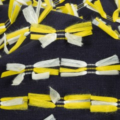 Night Sky Faille with Canary Yellow and White Fringed Details Night Sky Faille with Canary Yellow and White Fringed Details
