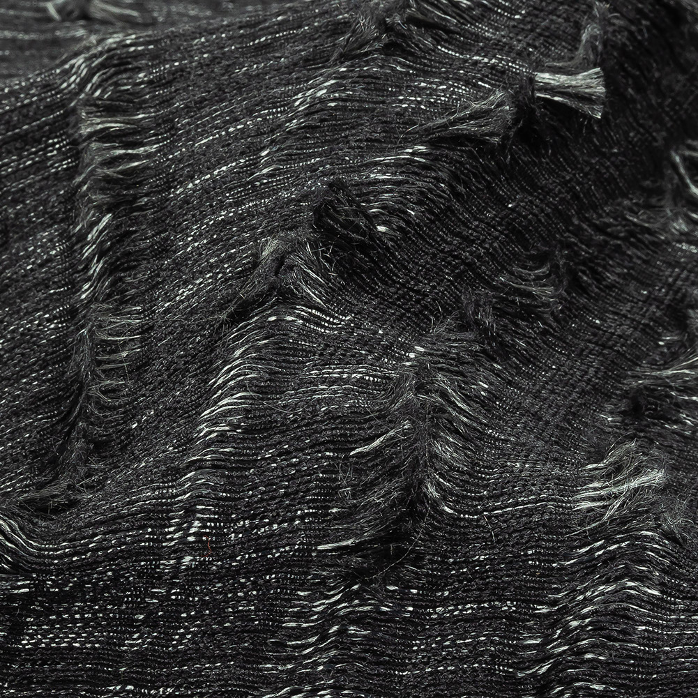 Black and Luminous Silver Fringed Waves Novelty Woven Black and Luminous Silver Fringed Waves Novelty Woven