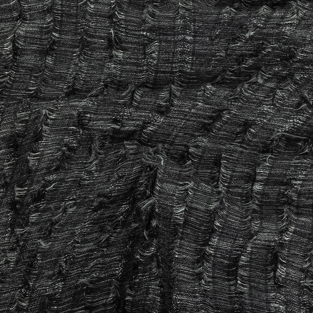 Black and Luminous Silver Fringed Waves Novelty Woven Black and Luminous Silver Fringed Waves Novelty Woven