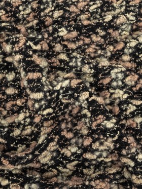 Maple Sugar, Almond Milk and Black Loosely Knit Wool Boucle Maple Sugar, Almond Milk and Black Loosely Knit Wool Boucle