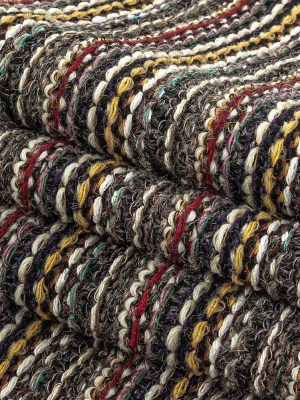 Taupe, Red and Yellow Striped Chunky Wool Knit Taupe, Red and Yellow Striped Chunky Wool Knit
