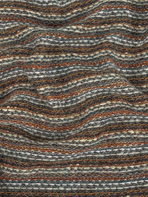 Pumpkin, Slate and Metallic Amber Ale Striped Chunky Cotton and Wool Knit Pumpkin, Slate and Metallic Amber Ale Striped Chunky Cotton and Wool Knit