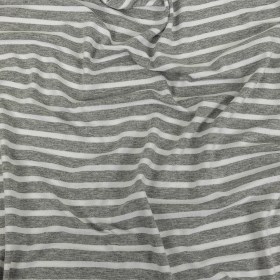 Heathered Gray and White Striped Stretch Rayon Jersey Heathered Gray and White Striped Stretch Rayon Jersey