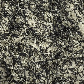 Novelty Black and Ivory Fringed Polyester Woven Novelty Black and Ivory Fringed Polyester Woven