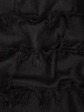 Italian Black Cotton Canvas with Fringe Stripes Italian Black Cotton Canvas with Fringe Stripes