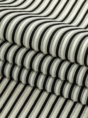 Italian Bright White and Black Raised Stripes Stretch Knit Italian Bright White and Black Raised Stripes Stretch Knit