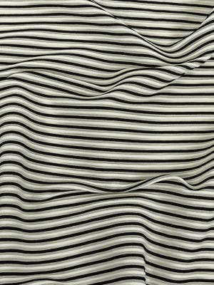 Italian Bright White and Black Raised Stripes Stretch Knit Italian Bright White and Black Raised Stripes Stretch Knit
