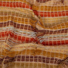 Orange, Honey Yellow and Beige Striped Fringe Novelty Woven Orange, Honey Yellow and Beige Striped Fringe Novelty Woven