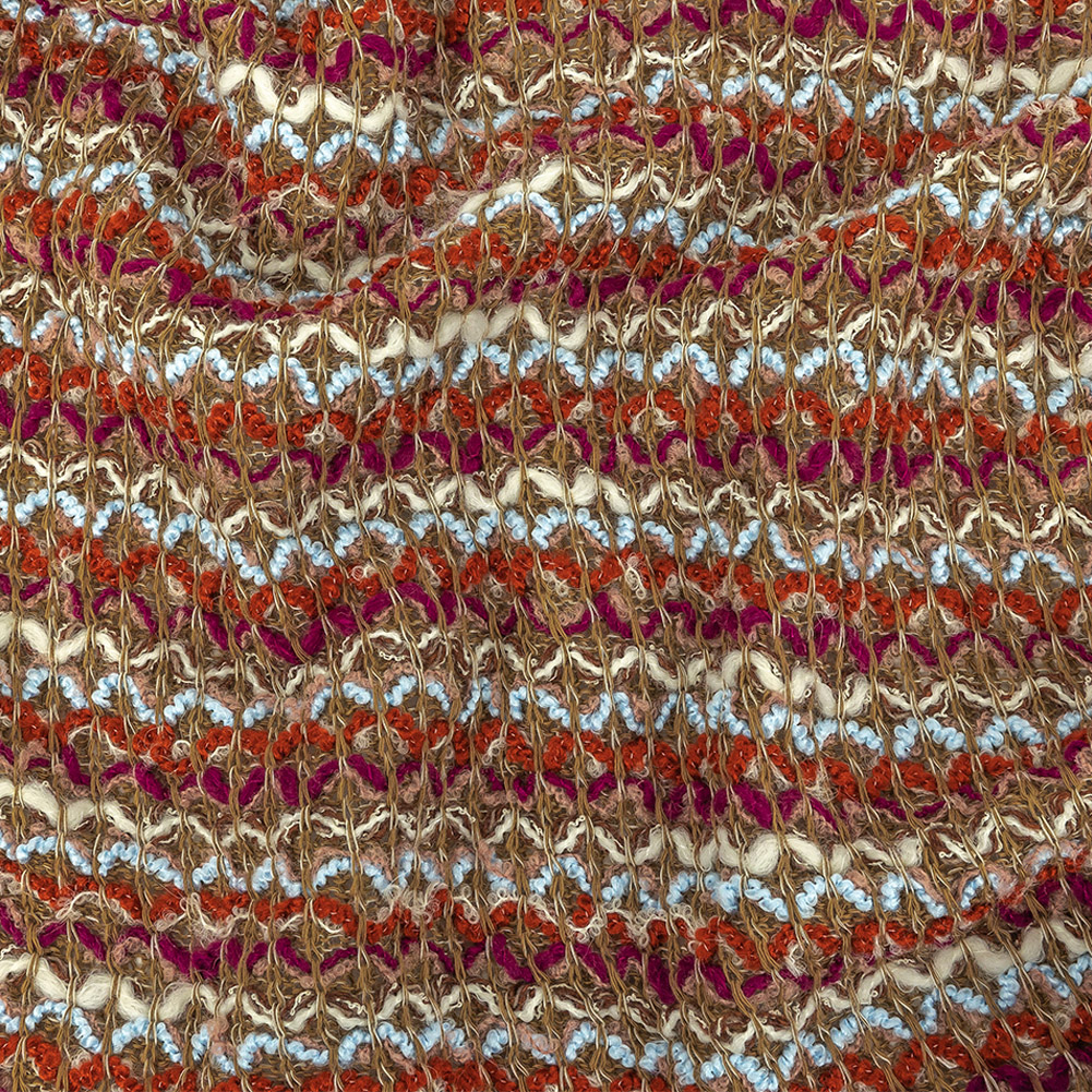 Italian Taupe, Baby Blue and Picante Blended Wool Sweater Knit Italian Taupe, Baby Blue and Picante Blended Wool Sweater Knit