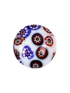 Vintage White, Red and Blue Mosaic Domed Shank Back Glass Button – 32L/20mm Vintage White, Red and Blue Mosaic Domed Shank Back Glass Button – 32L/20mm