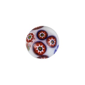 Vintage White, Red and Blue Mosaic Domed Shank Back Glass Button – 24L/15mm Vintage White, Red and Blue Mosaic Domed Shank Back Glass Button – 24L/15mm