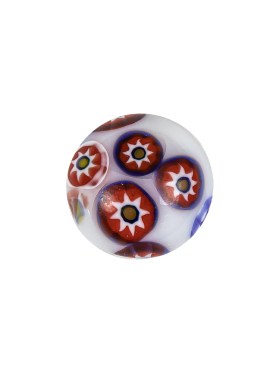 Vintage White, Red and Blue Mosaic Domed Shank Back Glass Button – 24L/15mm Vintage White, Red and Blue Mosaic Domed Shank Back Glass Button – 24L/15mm