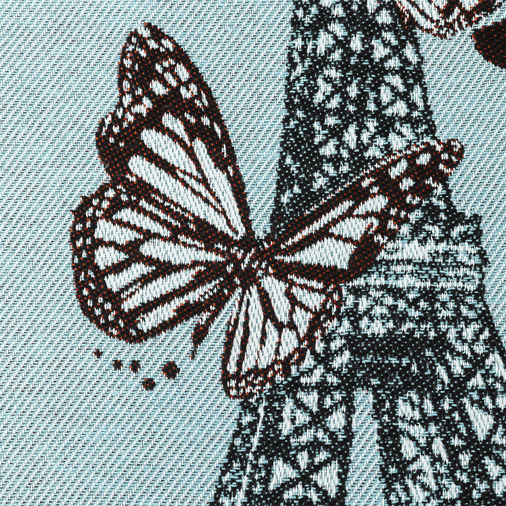 French Sky Blue J'Adore Paris Cotton Blend Oversized Square Patch - 18.875"