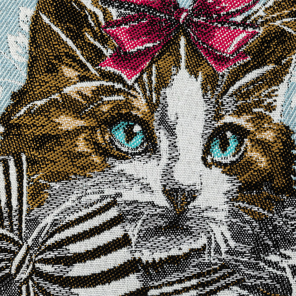 French Light Blue Posed with a Bow Cotton Blend Oversized Square Patch - 18.875"