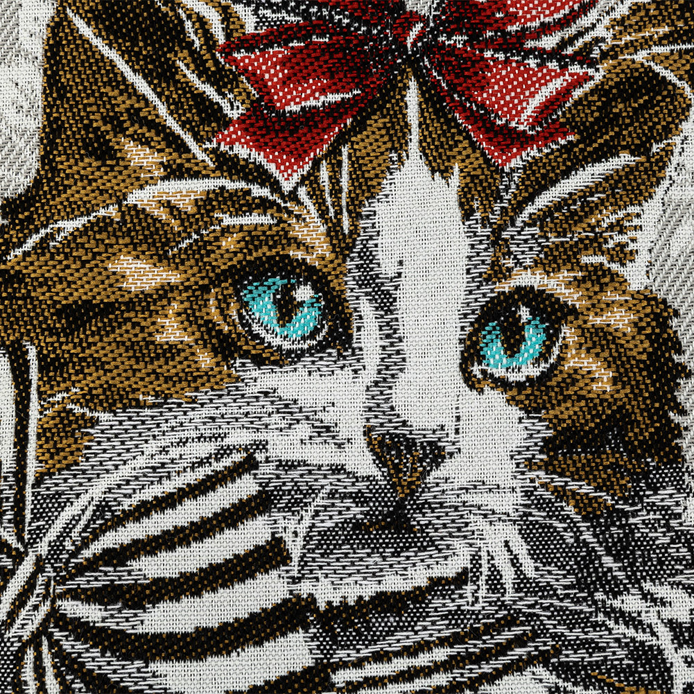 French Pearl and Gray Posed with a Bow Cotton Blend Oversized Square Patch - 18.875"