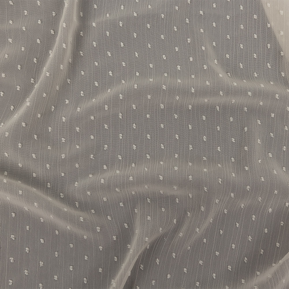 Famous Australian Designer Pearl Flocked Polka Dots Crinkled Polyester Georgette Famous Australian Designer Pearl Flocked Polka Dots Crinkled Polyester Georgette