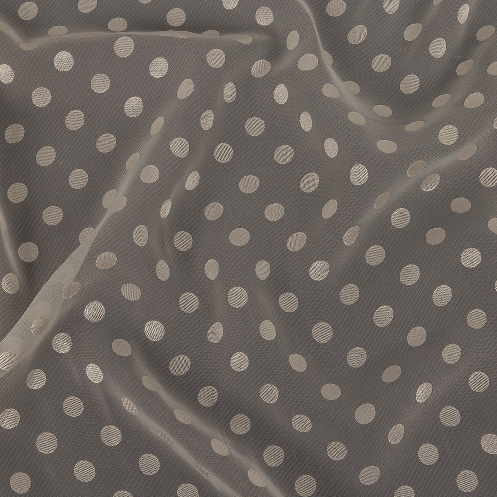 Famous Australian Designer Dew Polyester Chiffon with Satin Burnout Polka Dots Famous Australian Designer Dew Polyester Chiffon with Satin Burnout Polka Dots
