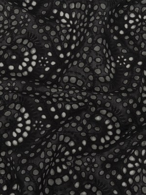 Famous Australian Designer Black Scalloped Embroidered Cotton Eyelet with Scalloped Edges Famous Australian Designer Black Scalloped Embroidered Cotton Eyelet with Scalloped Edges