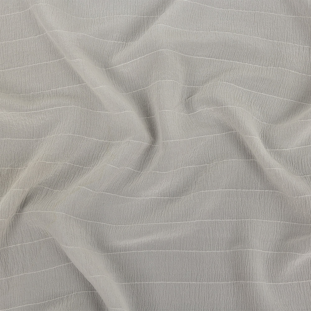 Famous Australian Designer Sugar Swizzle Crinkled Silk Crepe with Tonal Woven Stripes Famous Australian Designer Sugar Swizzle Crinkled Silk Crepe with Tonal Woven Stripes