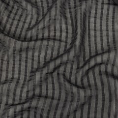 Famous Australian Designer Black Silk Georgette with Twill Stripes Famous Australian Designer Black Silk Georgette with Twill Stripes