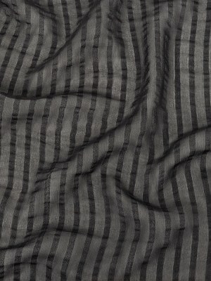 Famous Australian Designer Black Silk Georgette with Twill Stripes Famous Australian Designer Black Silk Georgette with Twill Stripes