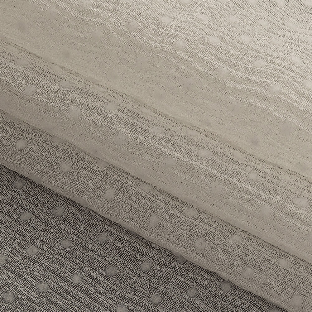 Famous Australian Designer Marshmallow Flocked Polka Dots Silk and Rayon Crinkled Chiffon Famous Australian Designer Marshmallow Flocked Polka Dots Silk and Rayon Crinkled Chiffon